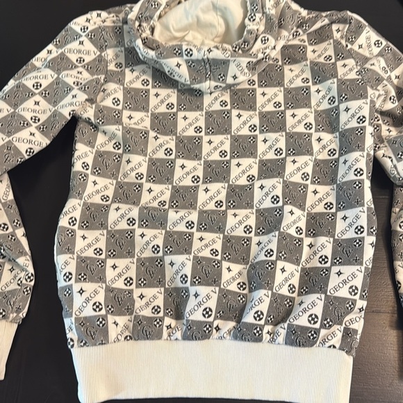 Avenue George V Paris Monochrome Patterned Men's Hoodie - Picture 5 of 6